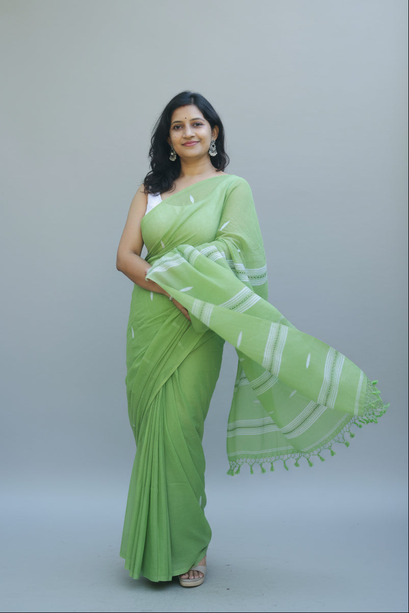 Grape vine, pure mul cotton saree.
