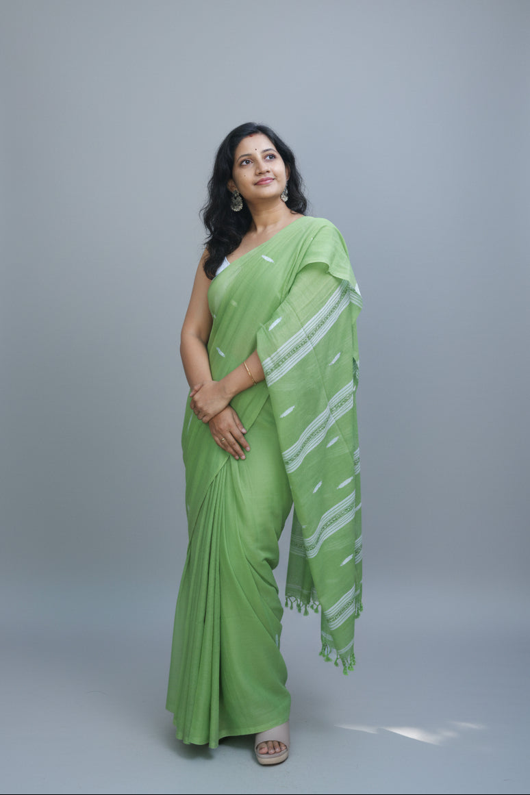 Grape vine, pure mul cotton saree.