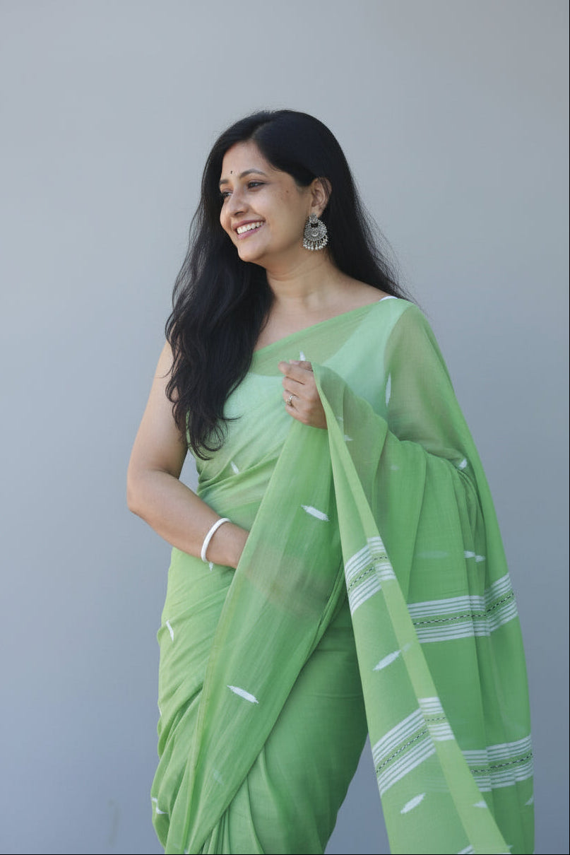 Grape vine, pure mul cotton saree.