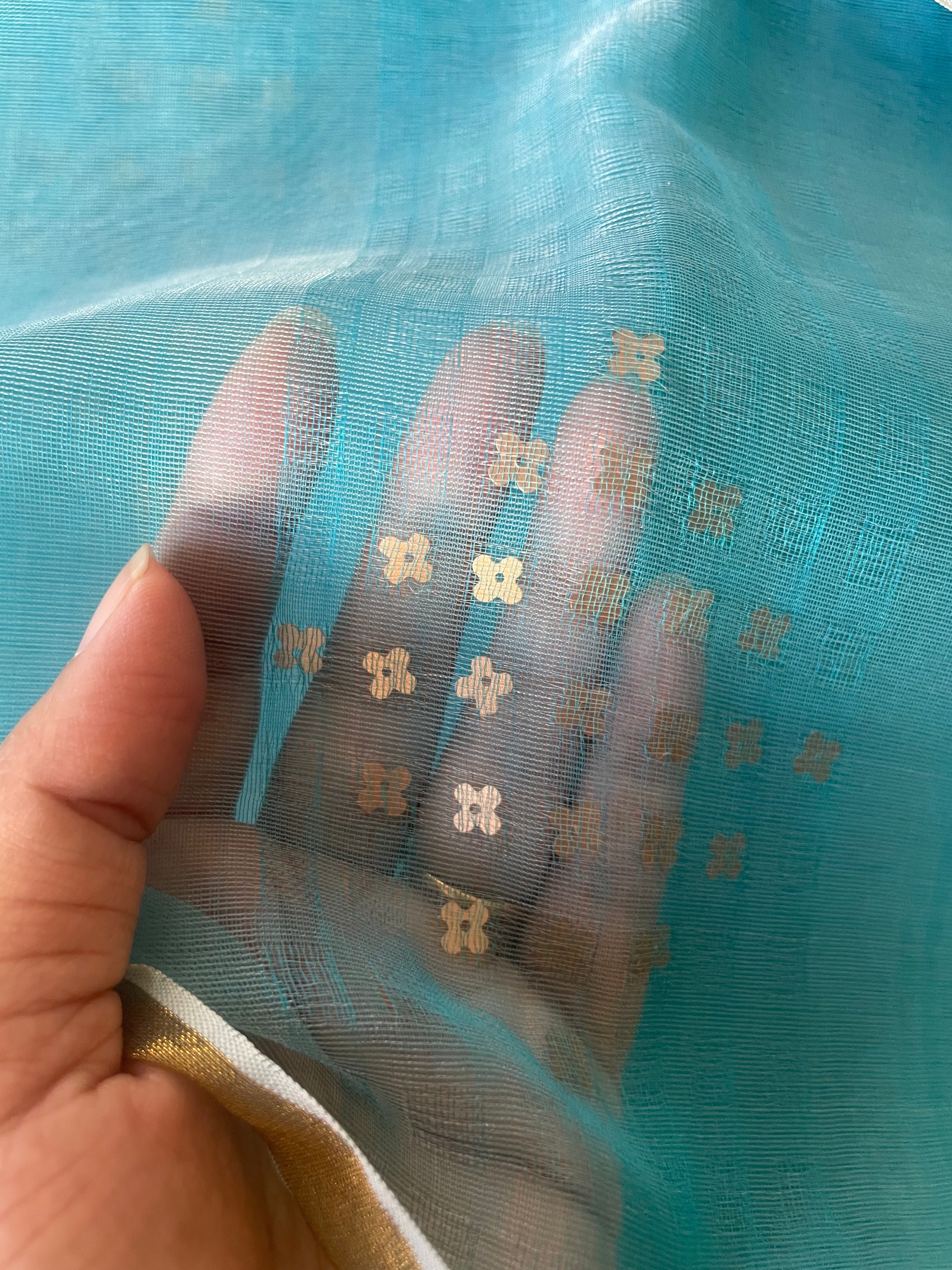 Aasmani sitara, muslin saree.