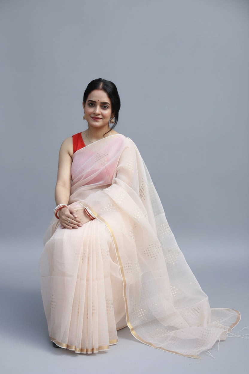 Sunehra sitara, muslin saree.