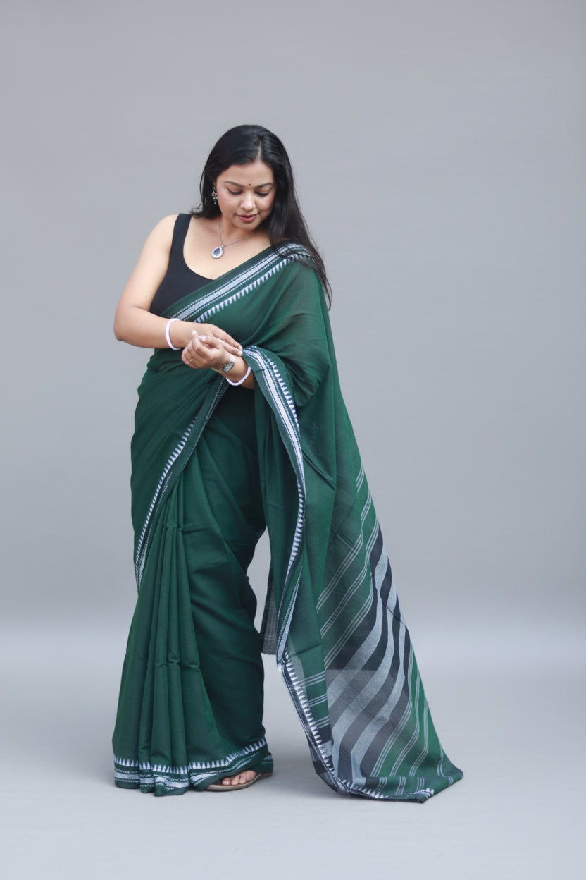 Pine forest, pure cotton Dhonekhali saree.