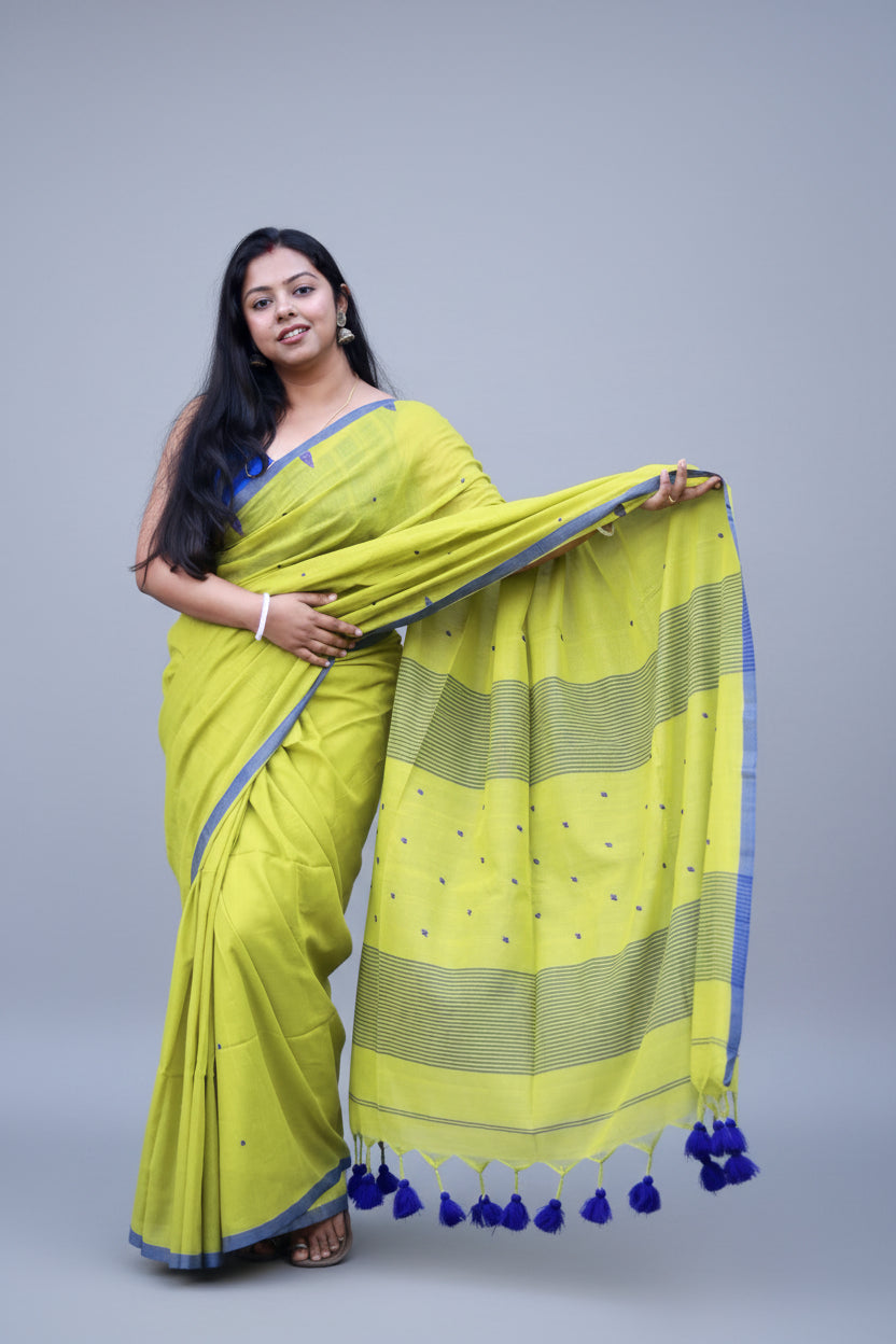Lemon dale, pure cotton saree