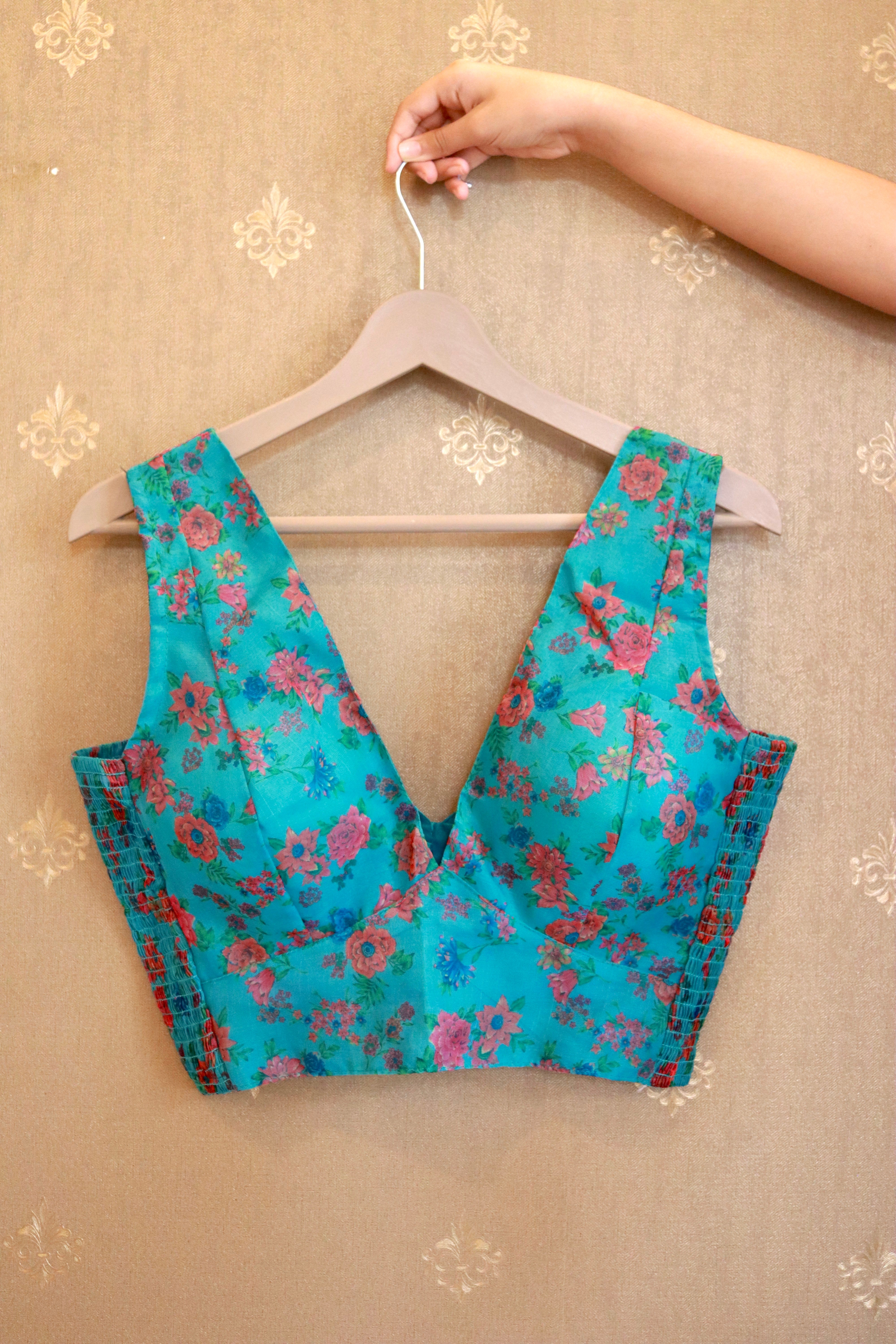 Floralista seagreen organza blouse