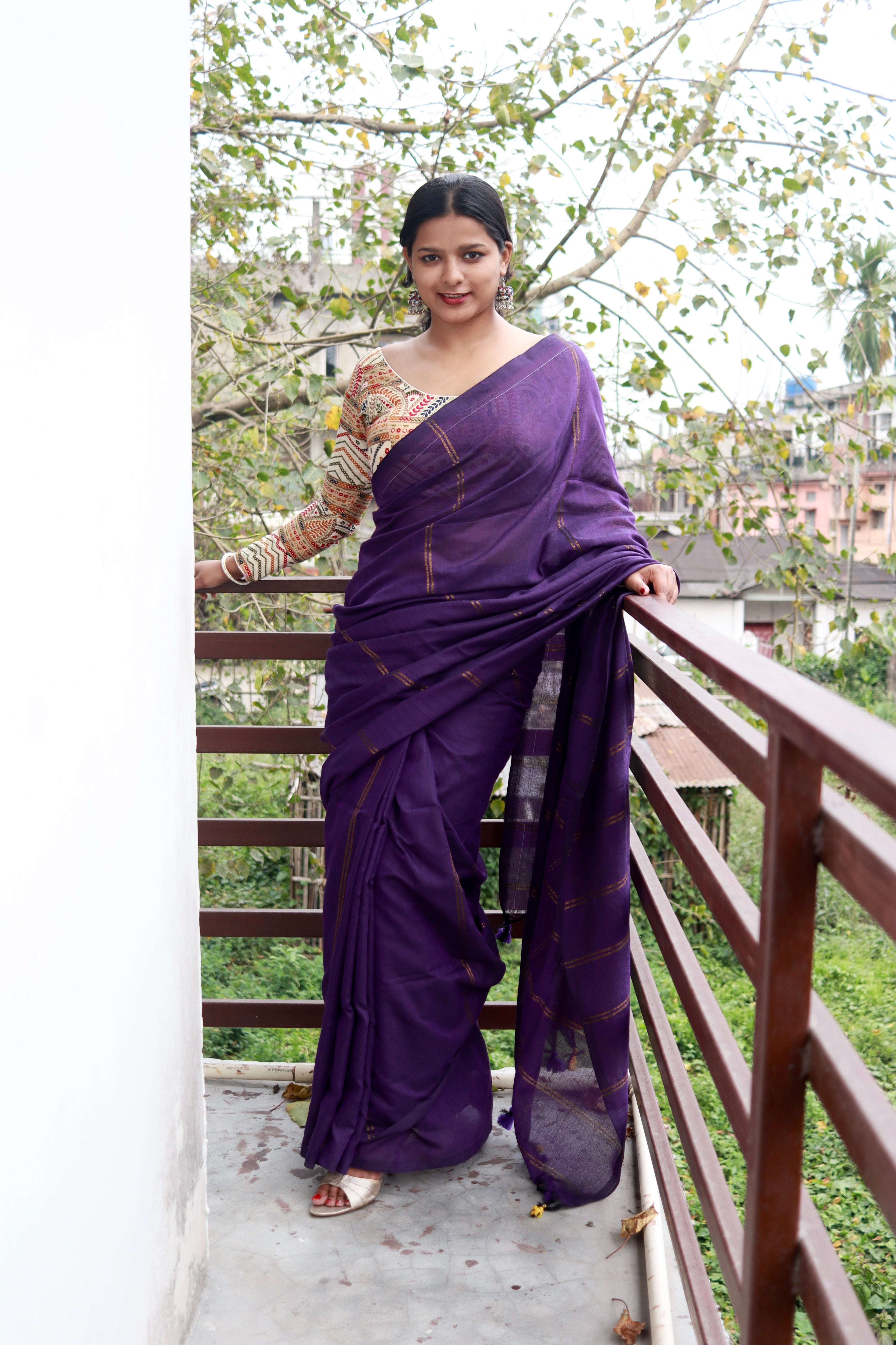 Plum in zari