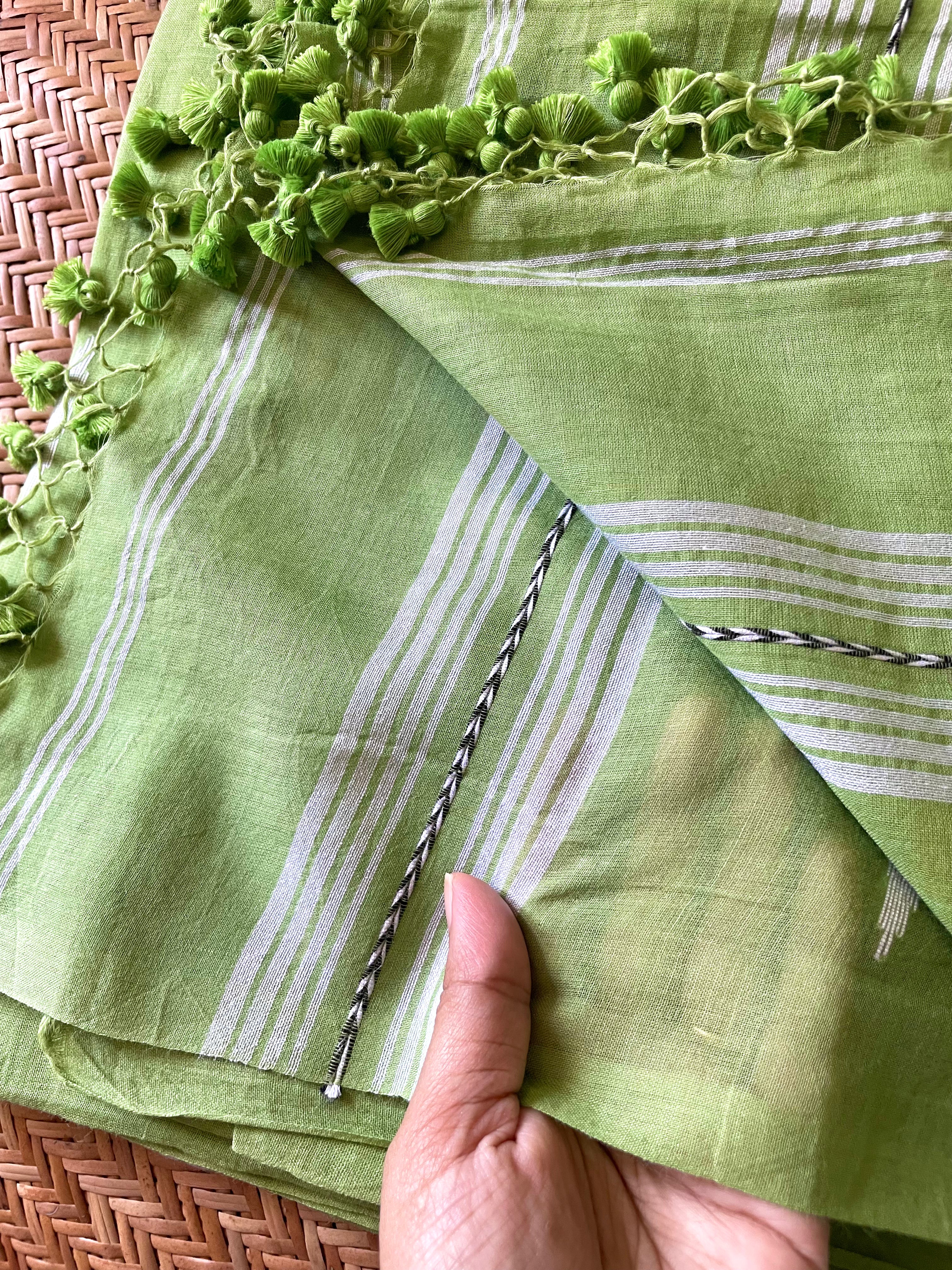 Grape vine, pure mul cotton saree.