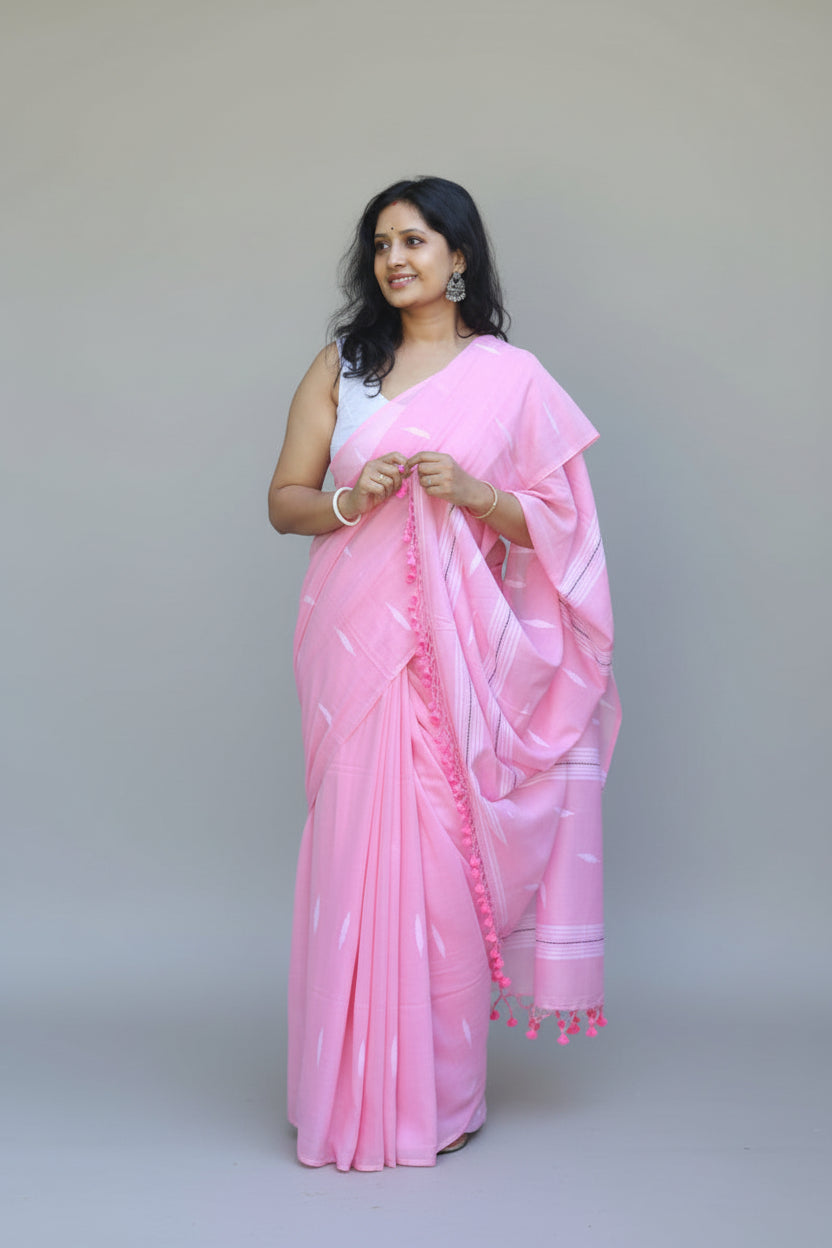 Roselin, pure mul cotton saree.