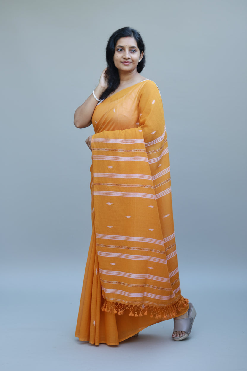Kesari, pure mul cotton saree.