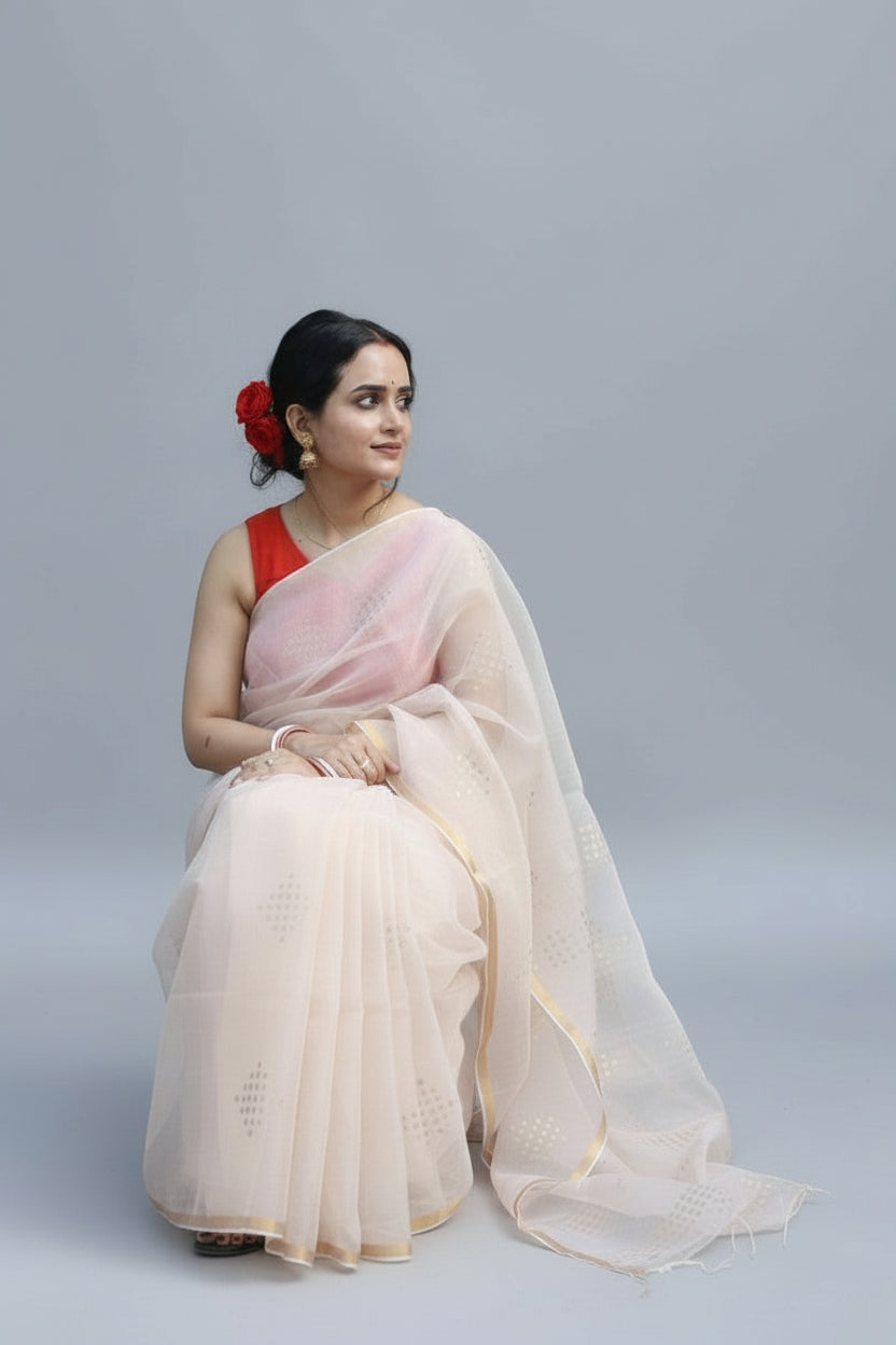 Sunehra sitara, muslin saree.