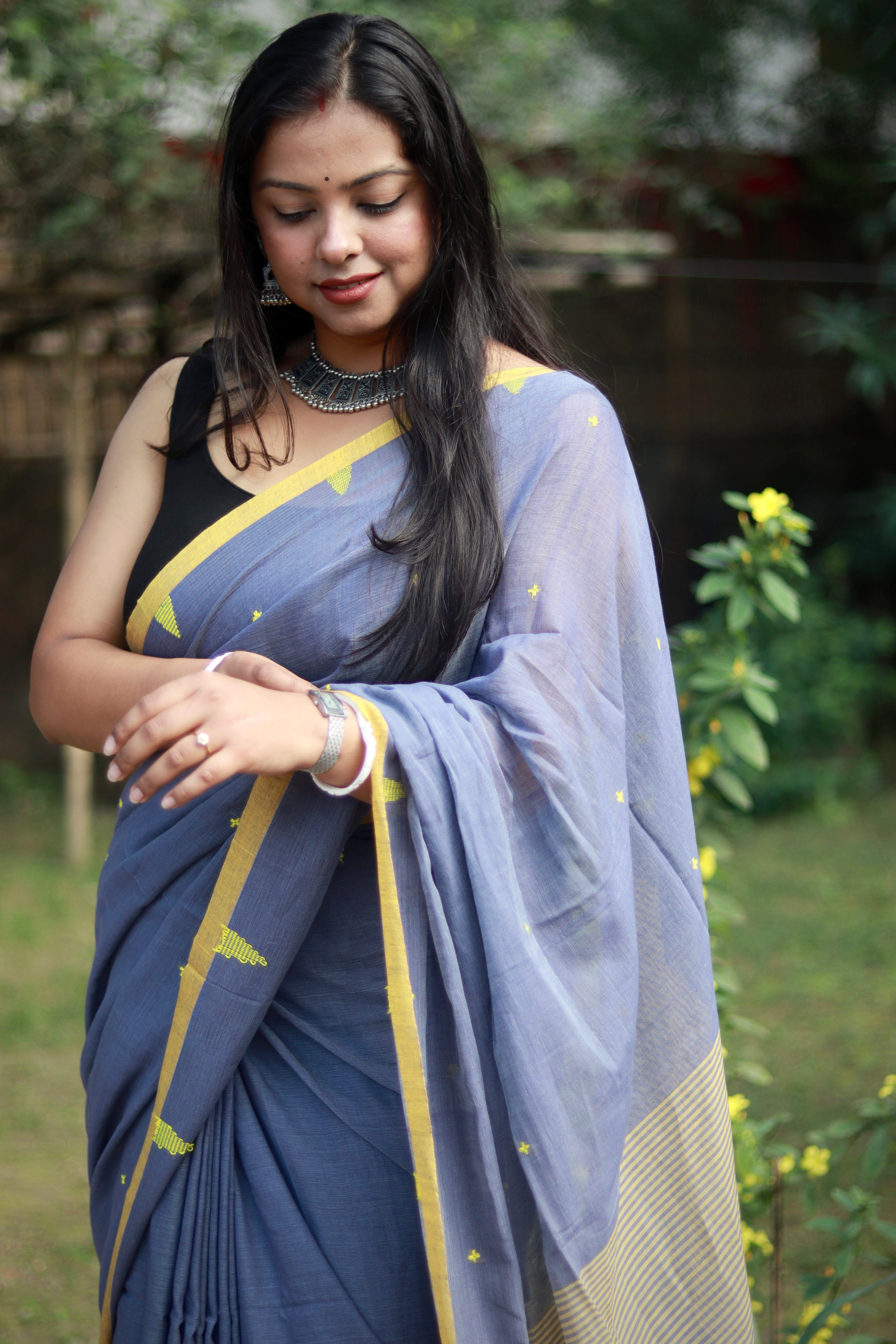 Asher in gold, pure cotton handloom saree