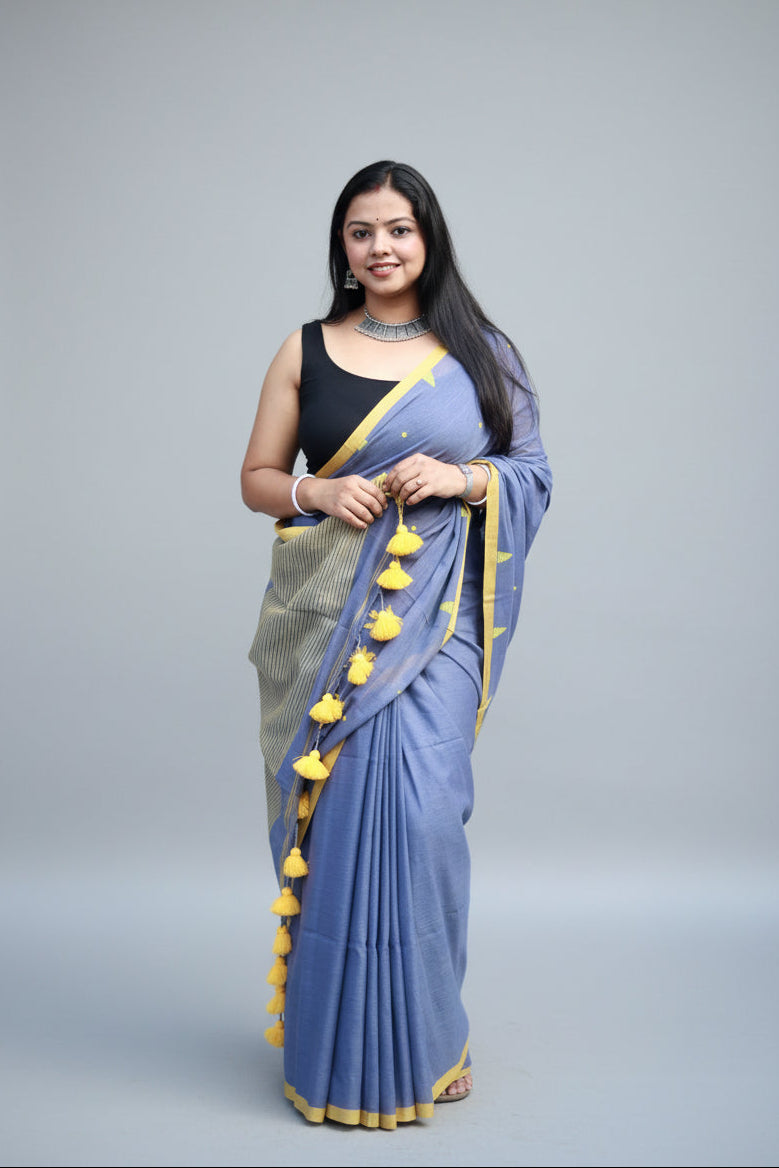 Asher in gold, pure cotton handloom saree