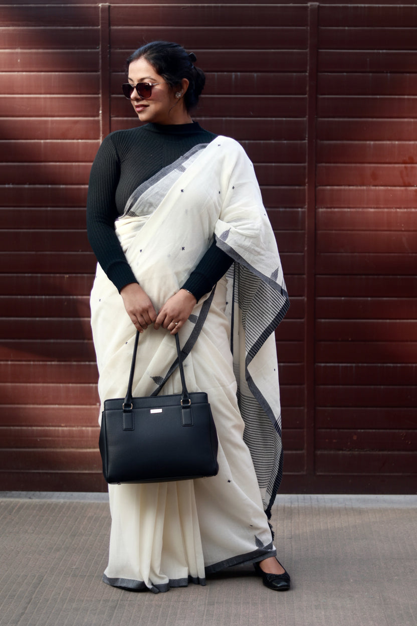 Black Pearl, pure cotton handloom saree.