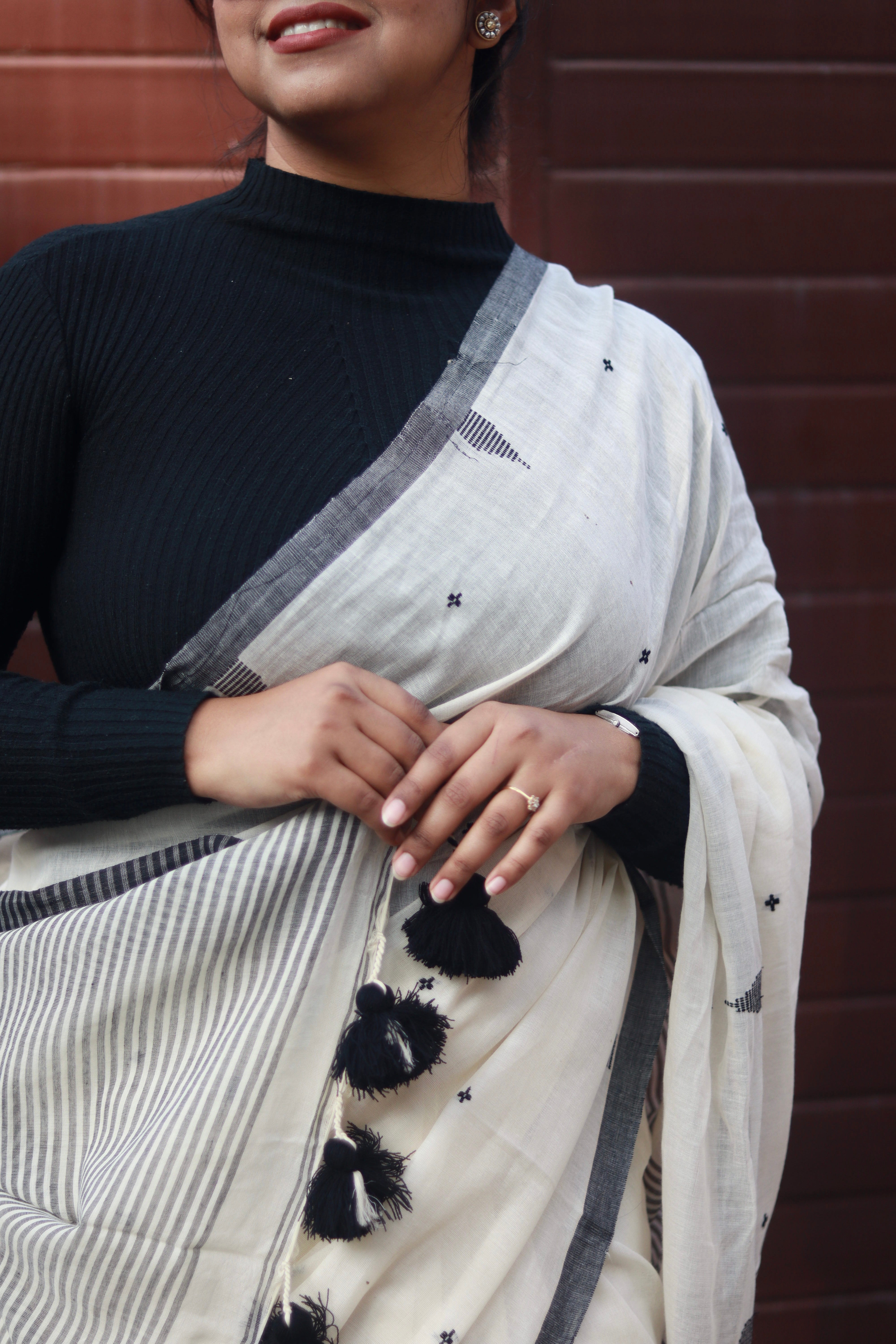 Black Pearl, pure cotton handloom saree.