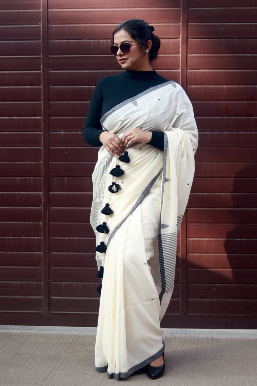 Black Pearl, pure cotton handloom saree.