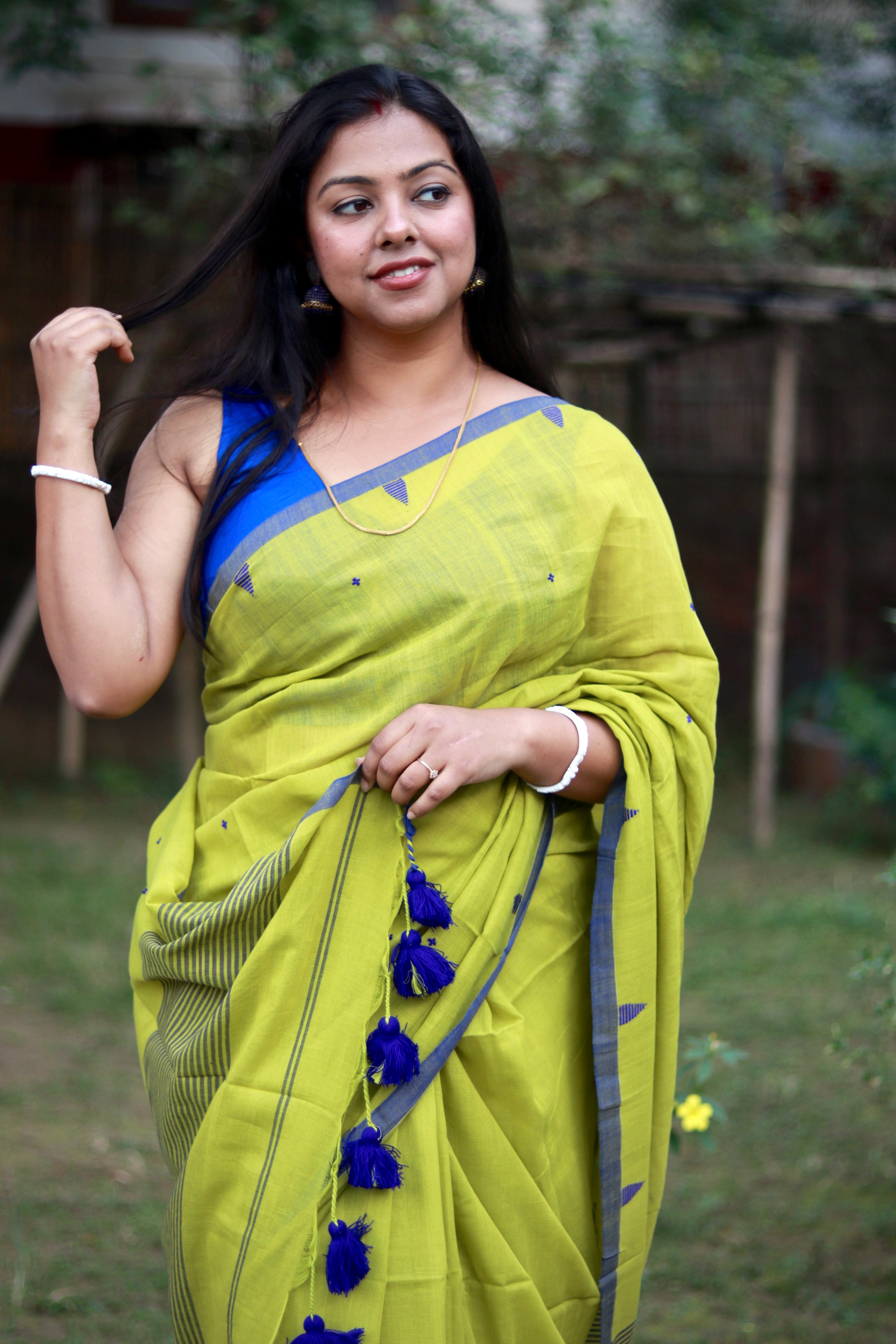 Lemon dale, pure cotton saree