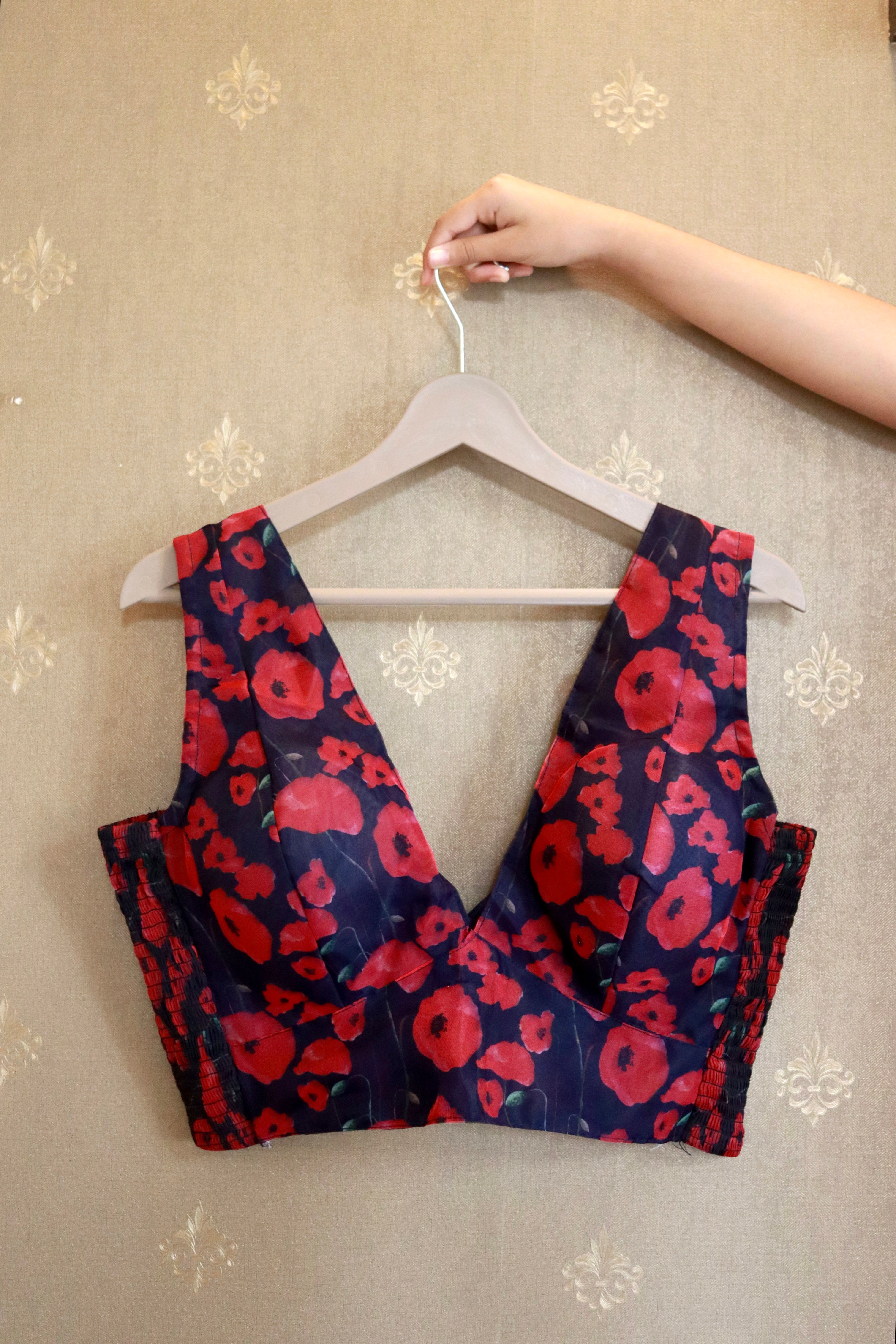 Floralista black organza blouse