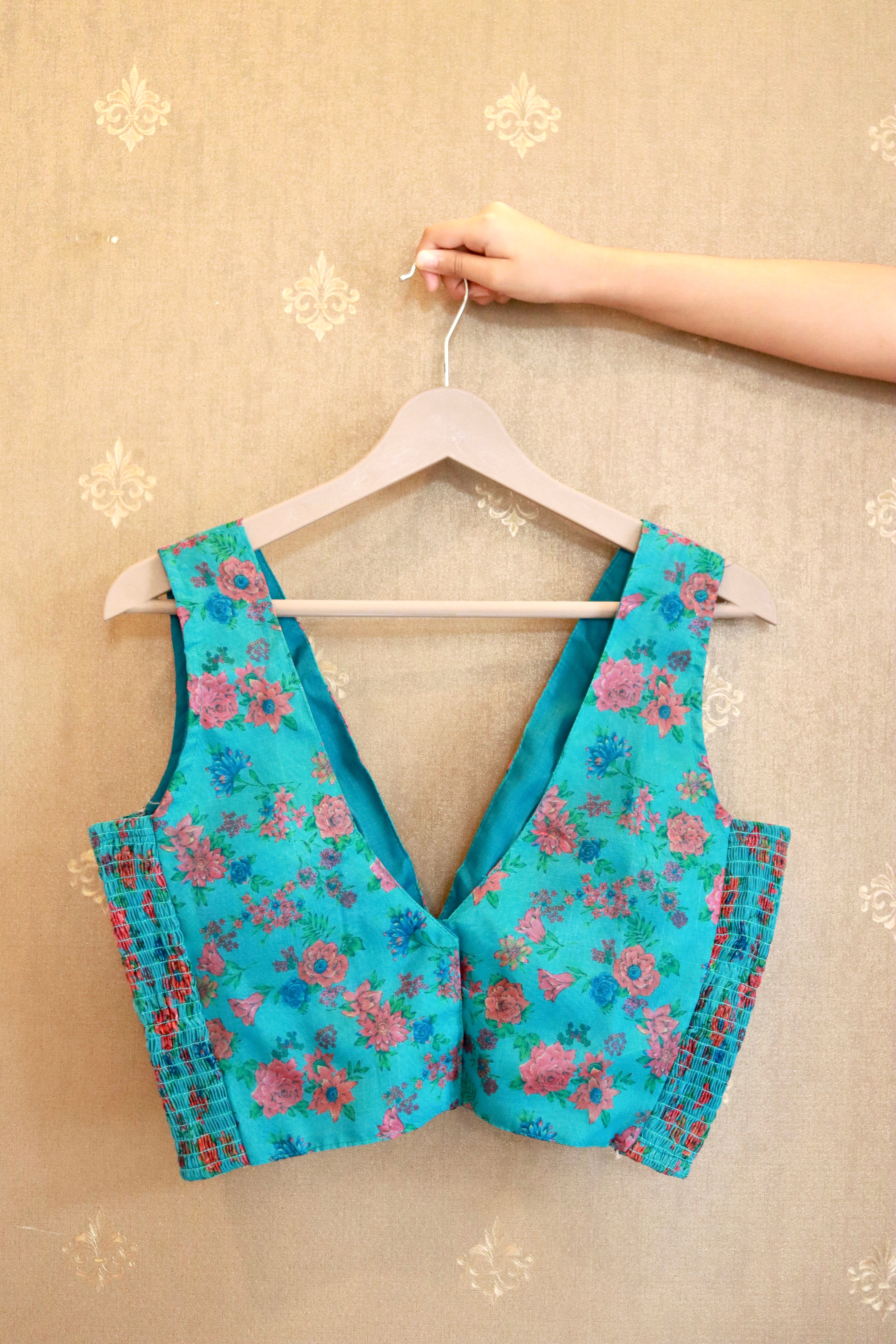 Floralista seagreen organza blouse