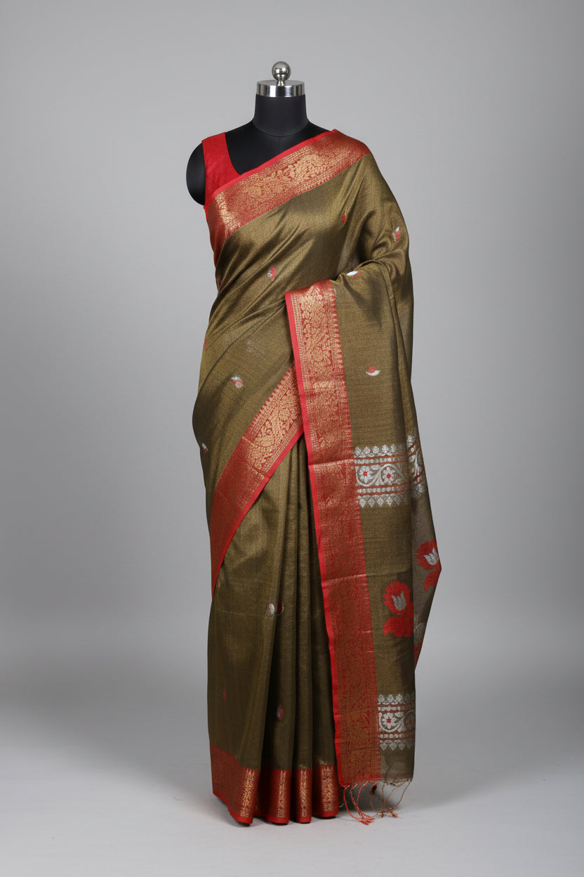 Forest bloom in banarsi linen