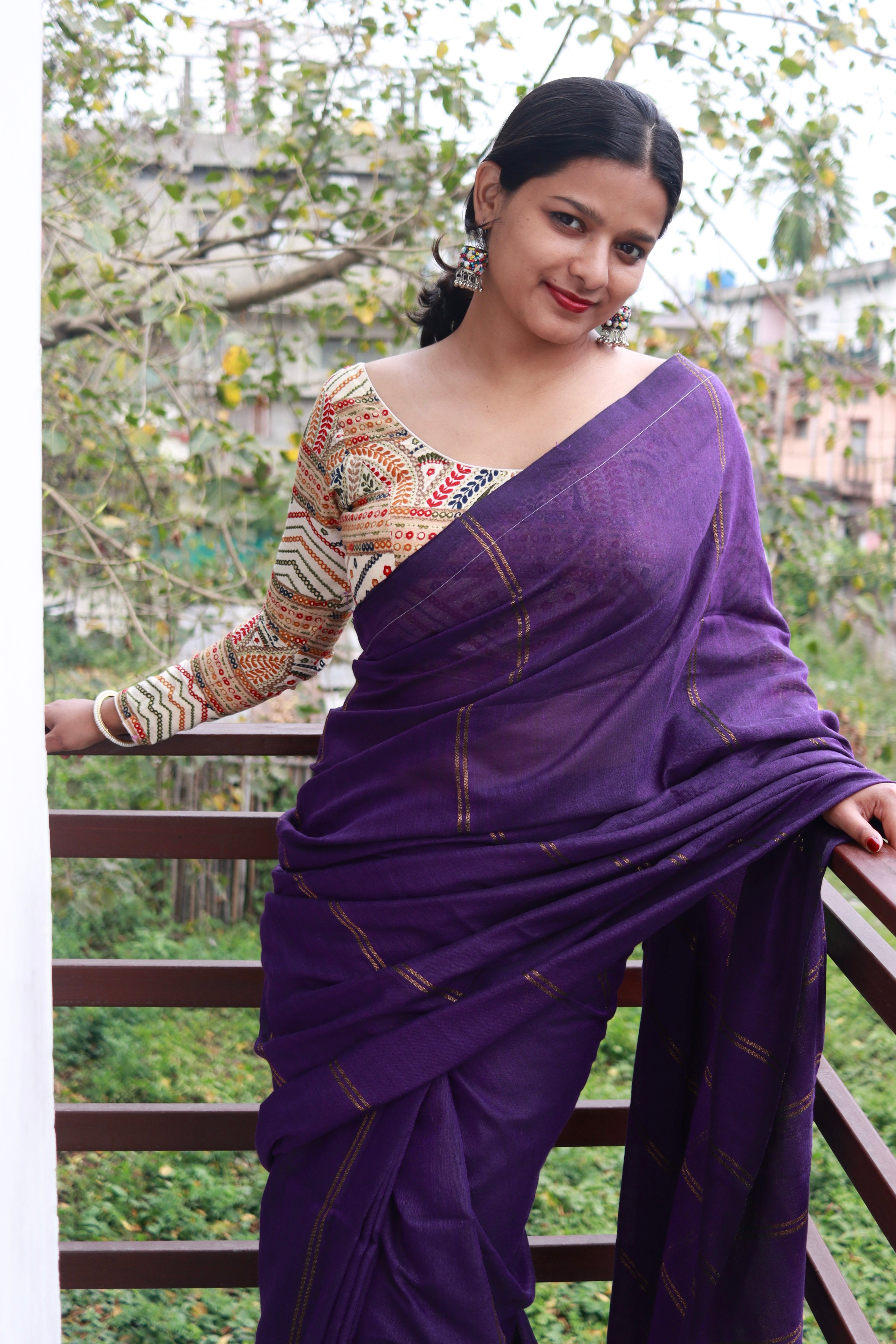 Plum in zari